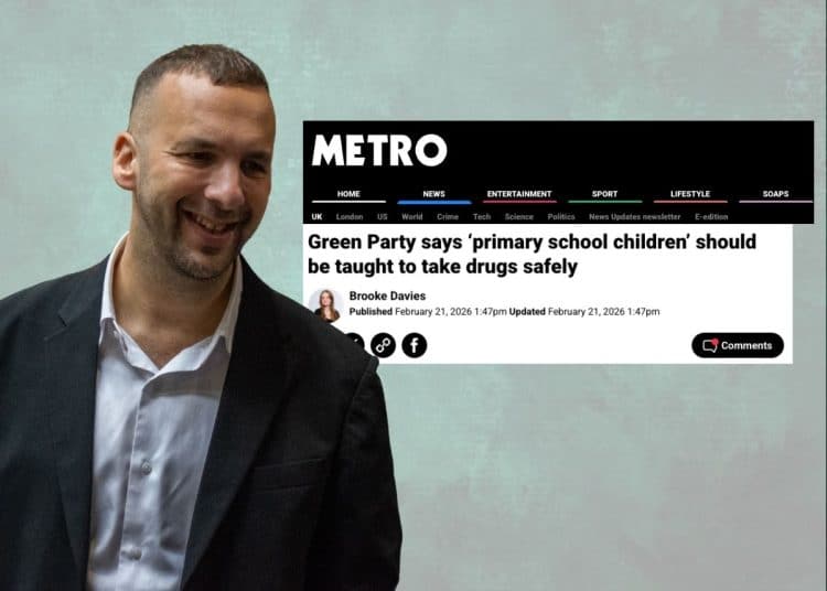 Zack Polanski and a Metro headline Green party