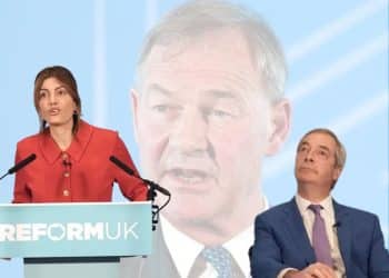 Laila Cunningham, Nigel Farage, and Rupert Lowe, Reform