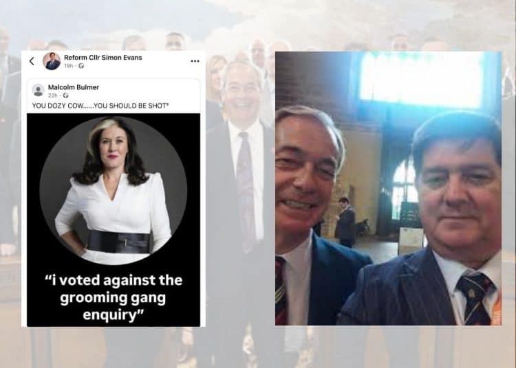 Reform councillor Simon Evans and a post he shared