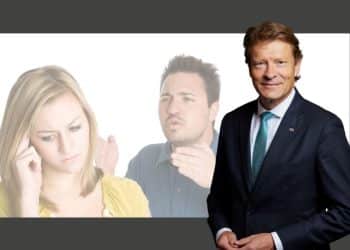 Richard Tice in front of an arguing couple Reform