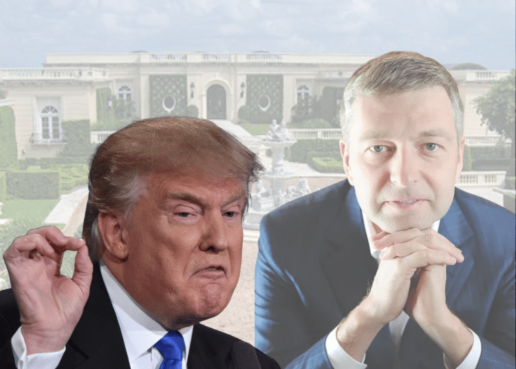 Donald Trump and Dmitry Rybolovlev in front of mansion