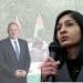 Zarah Sultana and Ed Davey in front of a pro-Palestine march