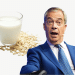 Nigel Farage in front of oat milk