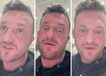 Images of Tommy Robinson in a state of panic