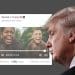Donald Trump in front of a tweet in which he likened the Obamas to apes