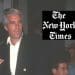 Jeffrey Epstein and the New York Times logo