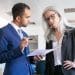 Gender pay gap Man and woman in office