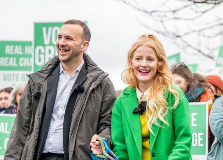 Green Party leader Zack Polanski and new MP Hannah Spencer