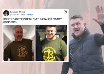 Tweet of Tommy Robinson and Jeffrey Epstein
