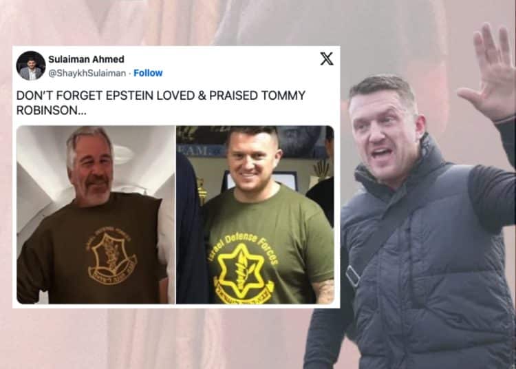 Tweet of Tommy Robinson and Jeffrey Epstein