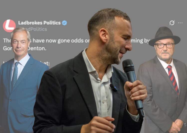 Zack Polanski, Nigel Farage, and George Galloway greens