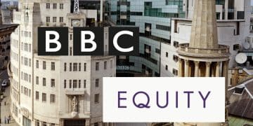 BBC and Equity logos over an image of BBC Broadcasting House