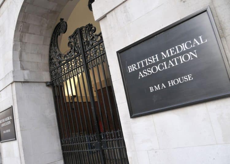 British Medical Association BMA House sign BMA staff to strike