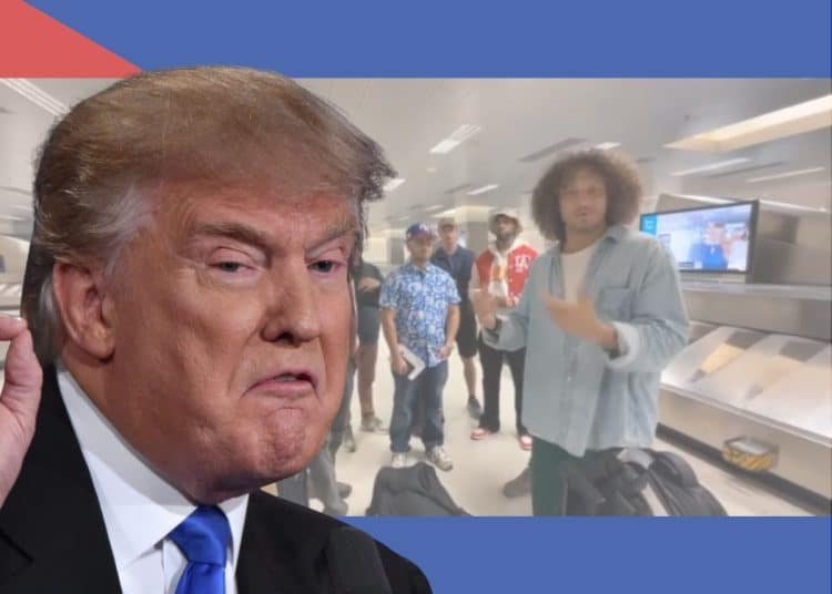 Donald Trump, the Cuba flag, and activists in an airport