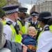 Police carry a protester at a demonstration in Trafalgar Square calling for the lifting of the proscription of Palestine Action Right to protest