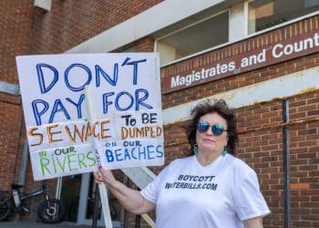 Water bill boycotter Julie Wassmer outside Margate Magistrates Court