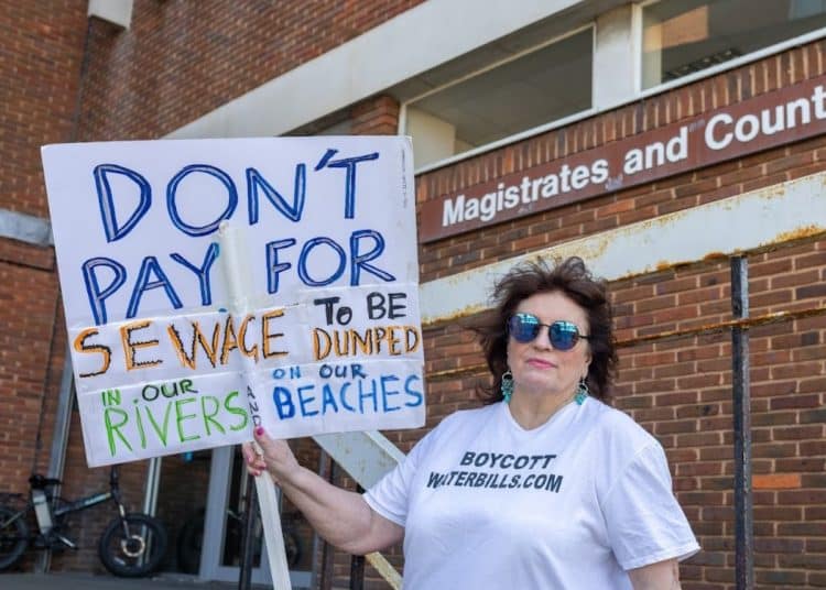 Water bill boycotter Julie Wassmer outside Margate Magistrates Court
