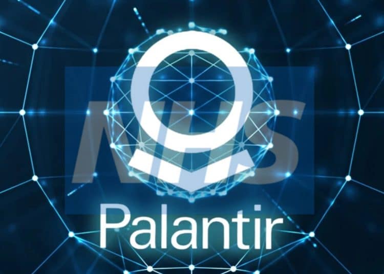 Composite image of NHS logo within a Palantir image