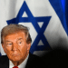 Trump pictured in front of an Israel flag
