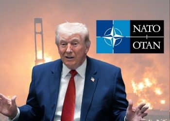 Trump, a burning gas field, and the NATO logo