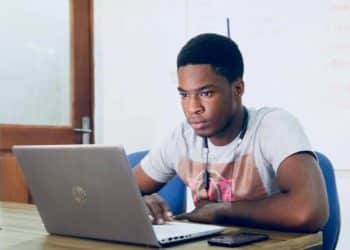 Image of young person working on a laptop Illustrating unemployed young people