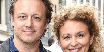 Mark Adderley and Nadia Sawalha pictured smiling