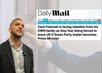 Zack Polanski and a Mail headline about his family