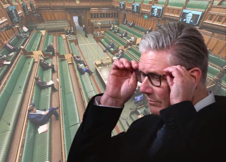 Starmer in front of parliament