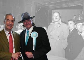 Nigel Farage, REform candidate Andrew Mahon, and Oswald Mosley
