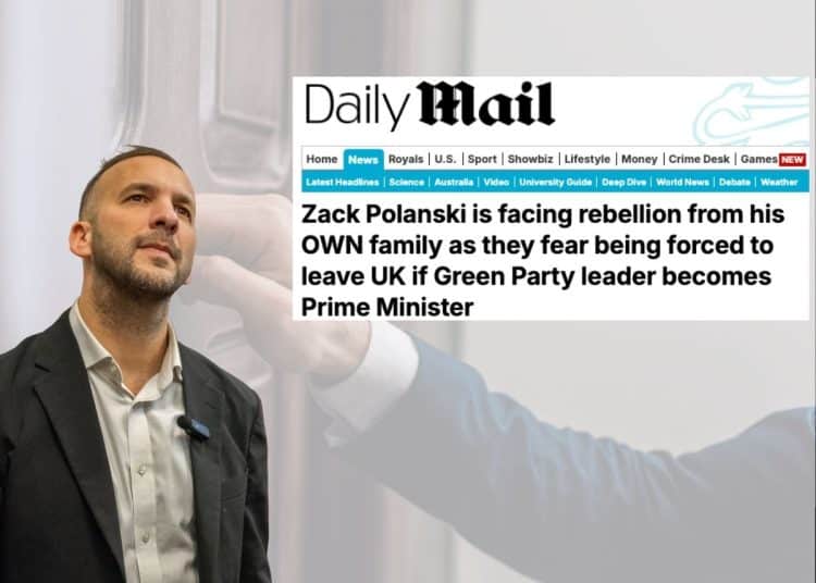 Zack Polanski and a Mail headline about his family
