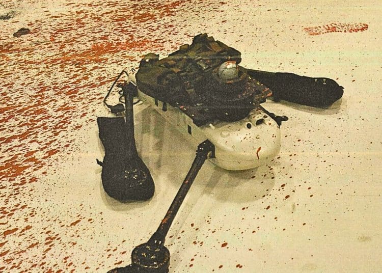 Image of damaged drone at Israeli owned arms factory in Filton