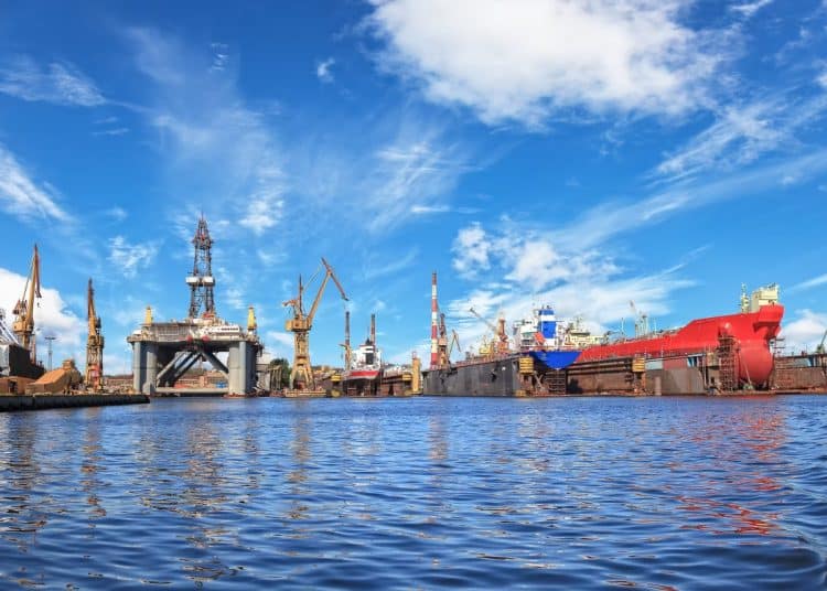 Image of a shipyard illustrating Filipino workers facing forced return