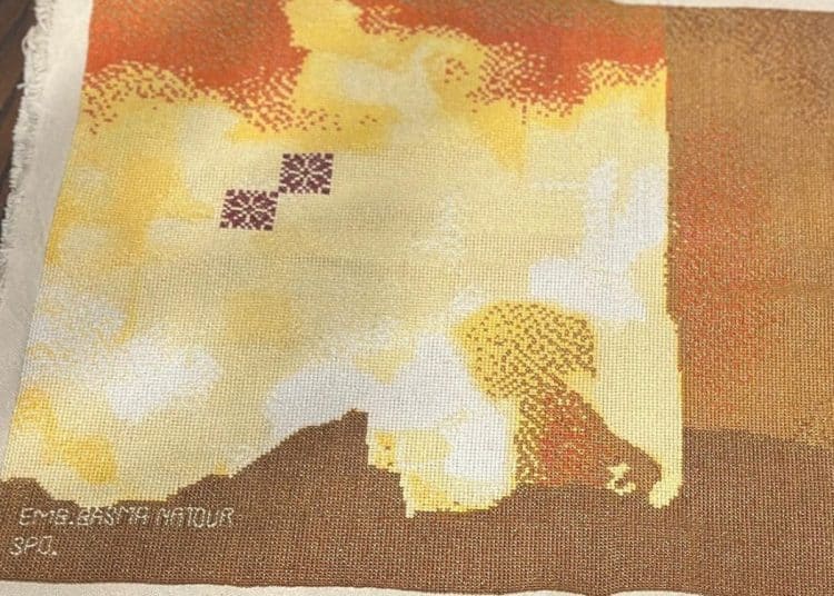 Part of an embroidery from the Gaza – No Words exhibit