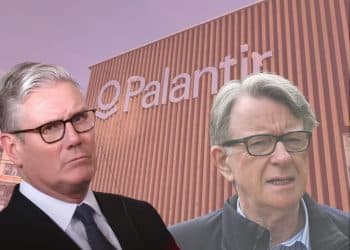 Keir Starmer, Peter Mandelson, and the Palantir logo
