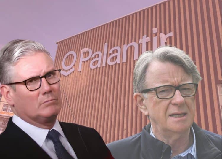 Keir Starmer, Peter Mandelson, and the Palantir logo