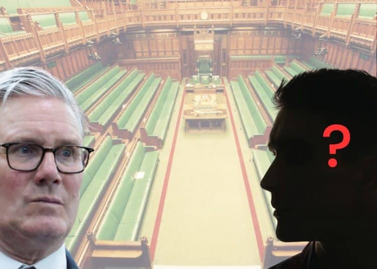 Keir Starmer and a black silhouete