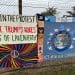 Peace banners on the fence at RAF Lakenheath