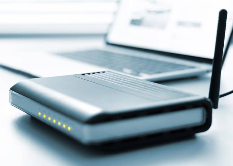 Broadband router with laptop behind