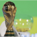 The World Cup trophy shines against a colourful background