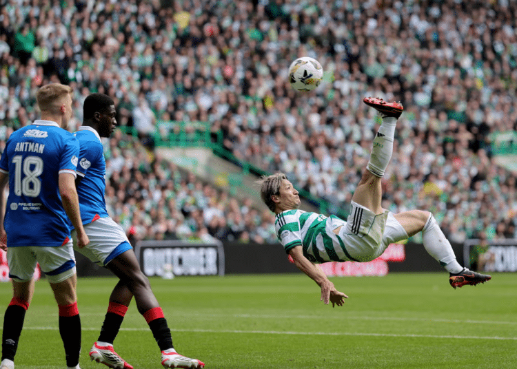 Celtic’s Daizen Maeda scores an outrageous overhead kick