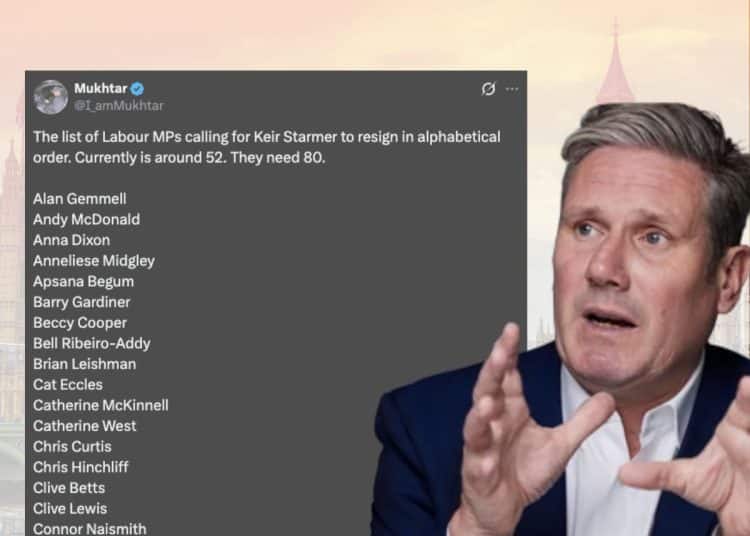 Starmer and list of MPs calling for him to step down