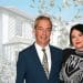 Nigel Farage and Laure Ferrari in front of a house