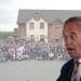 Reform UK leader Nigel Farage and an image of Restore Britain supporters