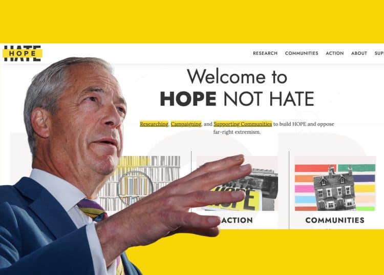 Nigel Farage and the Hope not Hate website