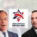 Nigel Farage, Zack Polanski, and the Board of Deputies of British Jews logo