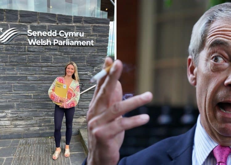 Photos of Francesca O'Brien and Nigel Farage, of Reform, collaged next to one another