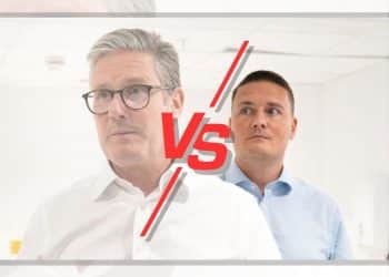 Keir Starmer and Wes Streeting with a 'vs' sign between them