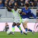 Man City's Jeremy Doku in action with Everton's Merlin Rohl