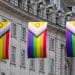 Progress Pride flags in London's Regent St Home Office detention of LGBTQI+ people