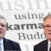 Tom Watson and Keir Starmer in front of the word 'karma' - Labour
